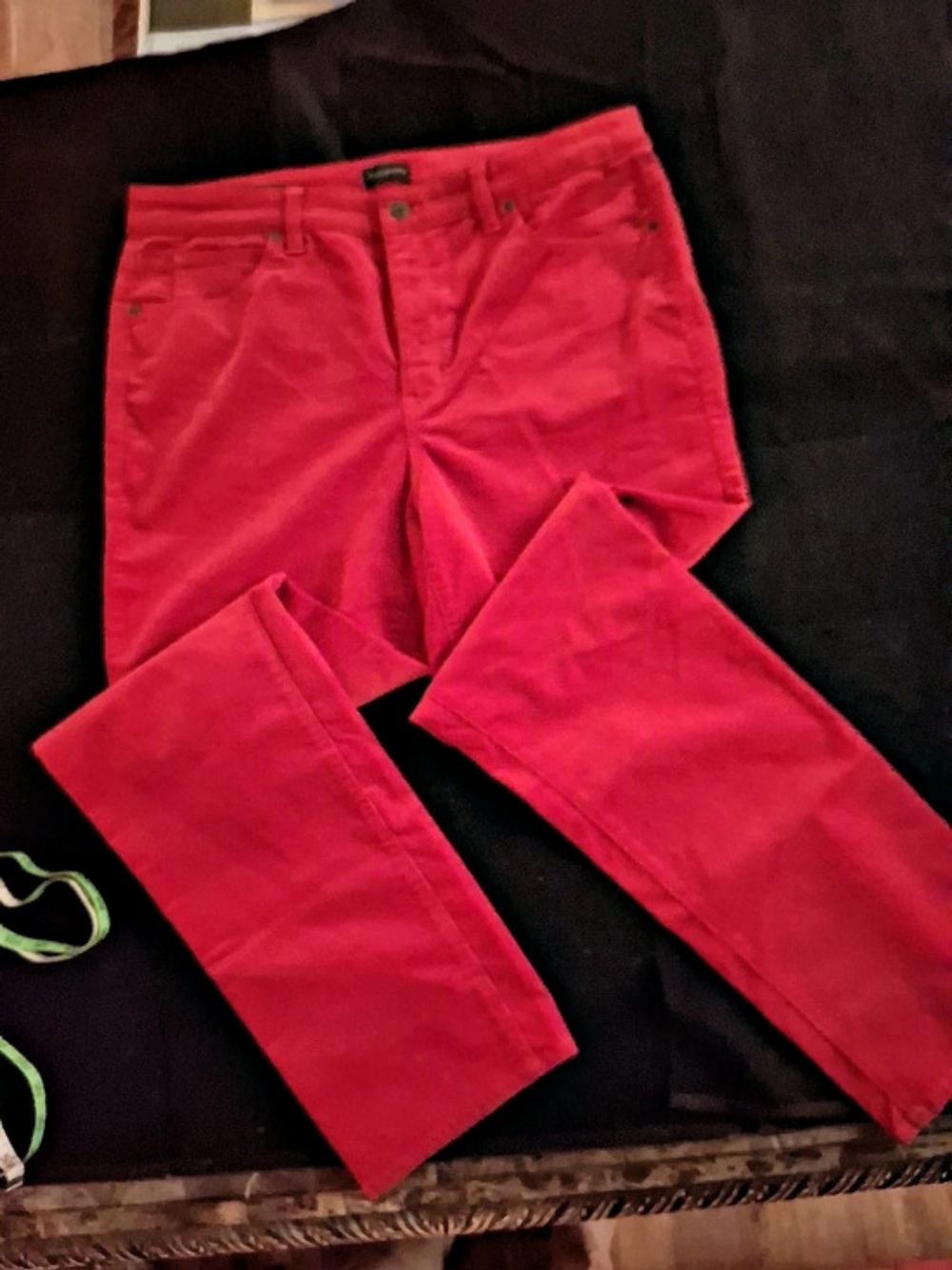 Talbots Red Velvety Corduroy. High Waist Straight Leg Cotton Pants Size 14-16
